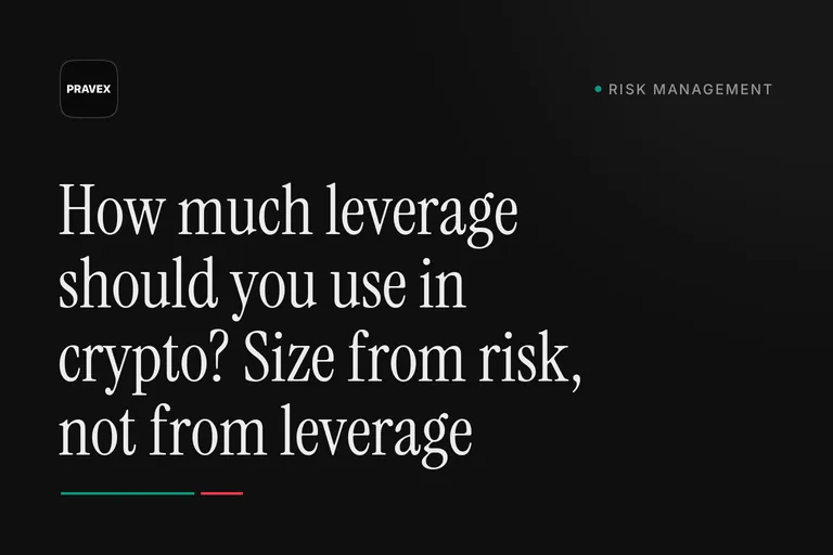 Cover for the guide: How much leverage should you use in crypto? Size from risk, not from leverage